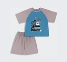 Детская летняя пижама для мальчика Бемби PG58-X40 116 см Серый/Голубой (13058511041.X40)