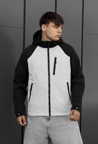 Мужская куртка демисезонная стаф черная светло серая soft shell Staff black & light gray S (402751)