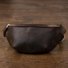 Бананка в винтажной коже GRANDE PELLE 11154 Коричневая