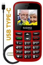 Мобільний телефон Sigma mobile Comfort 50 EASY TYPE-C з великими кнопками, Type-C, червоний, для літніх та простого користування