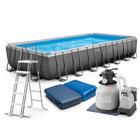 Каркасний басейн INTEX 26374, 975 х 488 х 132 см (10 500 л/рік, стремянка, тент, підстилка)