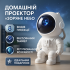 Ночник Проектор Астронавт звездного неба и галактики Космонавт 8 режимов с пультом ДУ
