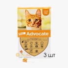 Капли Elanco Advocate Адвокат, от блох, клещей и гельминтов, для кошек и хорьков, весом до 4 кг, 3 пипетки