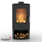 Чугунная печь камина Ravan Auron box 12 кВт на дровах