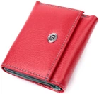 Женский кошелек ST Leather из натуральной кожи красный маленький тройного сложения с монетницей для карт 55902