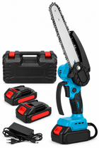 Акумуляторна пила ланцюгова електрична Chain SAW 8 дюймів, міні пила для обрізання дерев та розпилу дров 2 АКБ чорно-синій