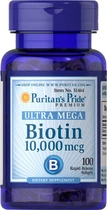 Біотин, Biotin, Puritan's Pride, 10000 мкг, 100 капсул