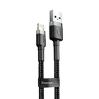 Кабель Baseus Cafule USB — Lightning 1.5A 2 м плетеный серый с черным