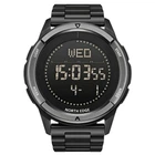 Часы наручные мужские North Edge Alps Stainless Black тактические с компасом 45 мм, 2 ремешка