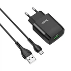 Мережевий зарядний пристрій з кабелем HOCO C72Q Glorious single port QC3.0 charger set(Micro) 18W Black