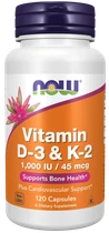 Витамин D3 и К2 Now Foods Vitamin D-3 & K-2, 120 капсул