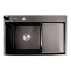 Кухонная мойка СМ 78*50 L PVD черная DÉCOR VALESO Handmade (круглый сифон 3.0/1.0)