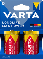 Батарейки VARTA LONGLIFE MAX POWER LR20/D, 1,5 В, 2 шт.