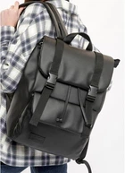 Жіночий міський рюкзак RollTop Sambag Loft Zard з клапаном для ноутбука до 17 дюймів, чорний 60567