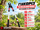 Веткорез садовый сучкорез телескопический для обрезки веток кустарников винограда с острыми стальными лезвиями до 35 мм регулируемыми ручками легкий прочный эргономичный инструмент для сада дачи ухода за растениями плодовых деревьев INTERTOOL FT-1116