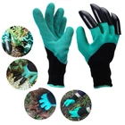 Садові рукавички з пластиковими наконечниками Garden Genie Gloves рукавички з кігтями Чорні з зеленим (663247)