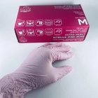 Перчатки медицинские нитриловые смотровые VitLux розовые (уп 100шт 50пар) размер М (10583) - изображение 2