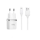 Адаптер зарядний пристрій Hoco Lightning cable C12 2USB 2.4А Білий