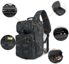 Рюкзак сумка тактическая военная штурмовая Oxford 600D на одно плечо 20 л Black - изображение 5